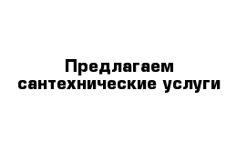 Предлагаем сантехнические услуги